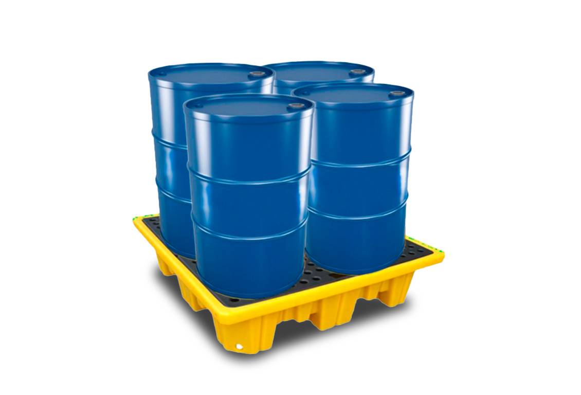 Pallet antiderrames industrial para 4 tambores de 200 litros