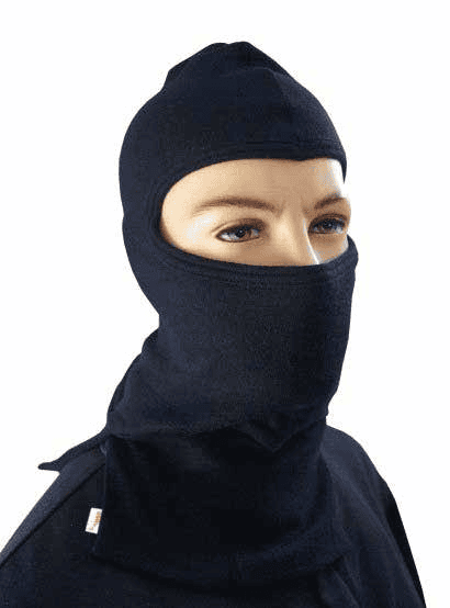 Balaclava BSD de 34 cal/cm² colocada con casco dieléctrico y visor ErgoS.