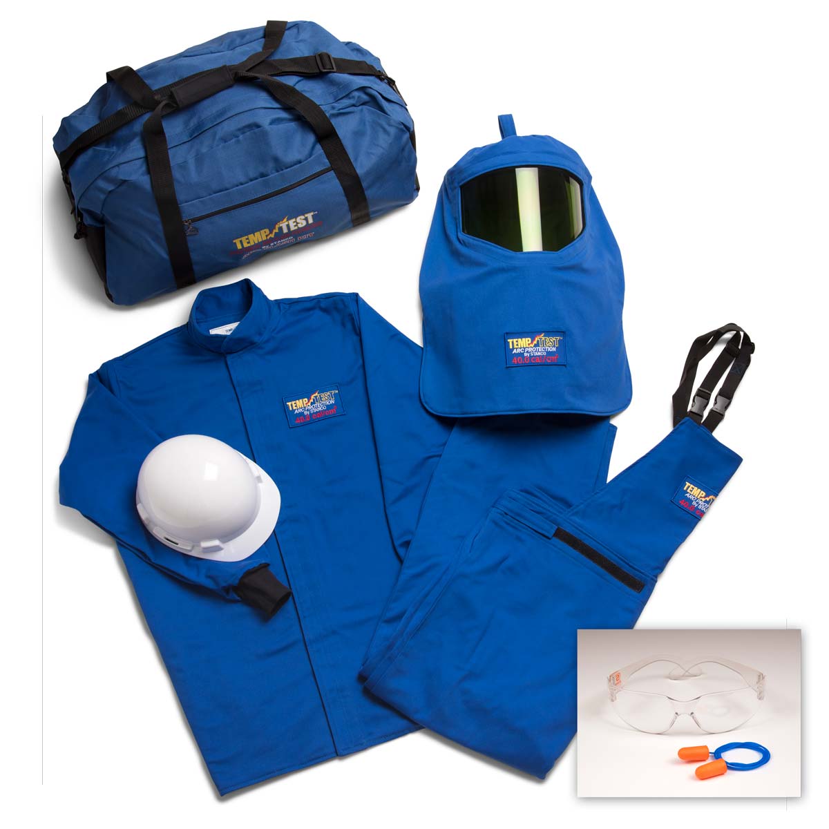Detalle de escafandra anti arco eléctrico STANCO TTK11 de 26.8 cal/cm² con careta dieléctrica.